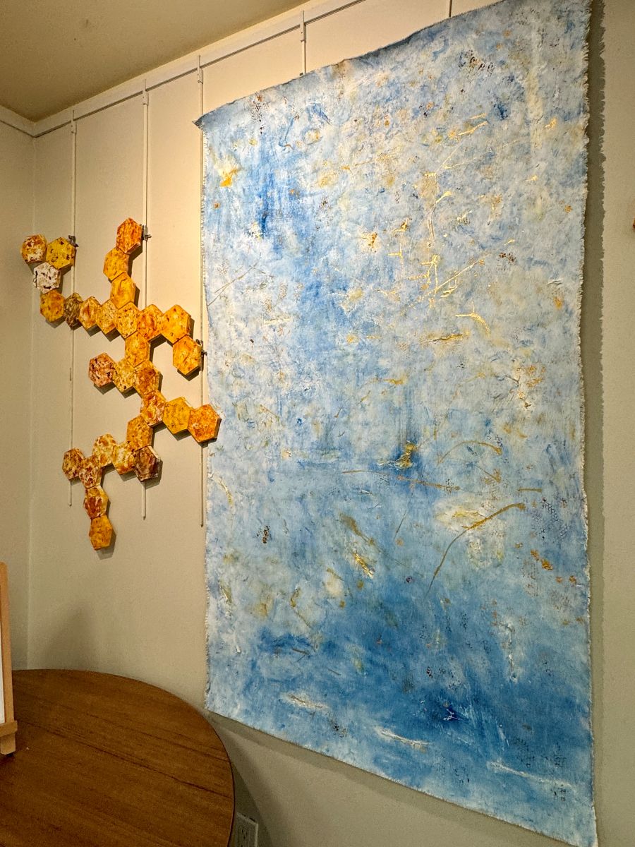 painting and artwork from beeswax at exhibition